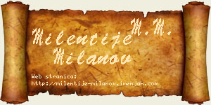 Milentije Milanov vizit kartica